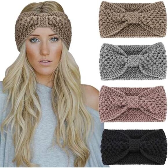 Winter Knit Crochet Turban Headband for Women - Warm Bulky Crocheted - Picture 4 of 8